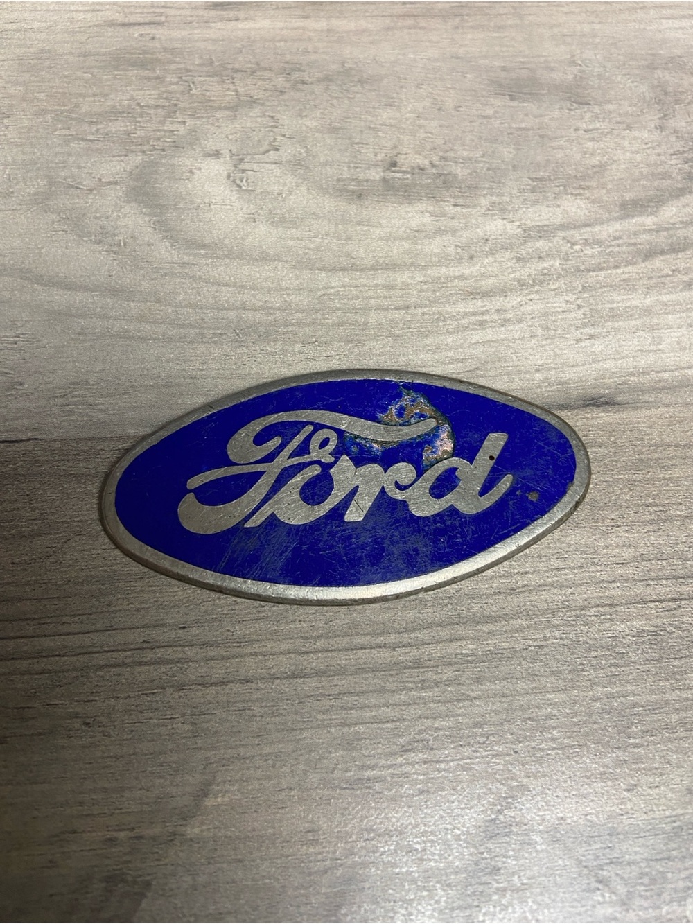 Ford Blue and Silver Oval Logo Badge Vintage Ford Emblem Metal 3”